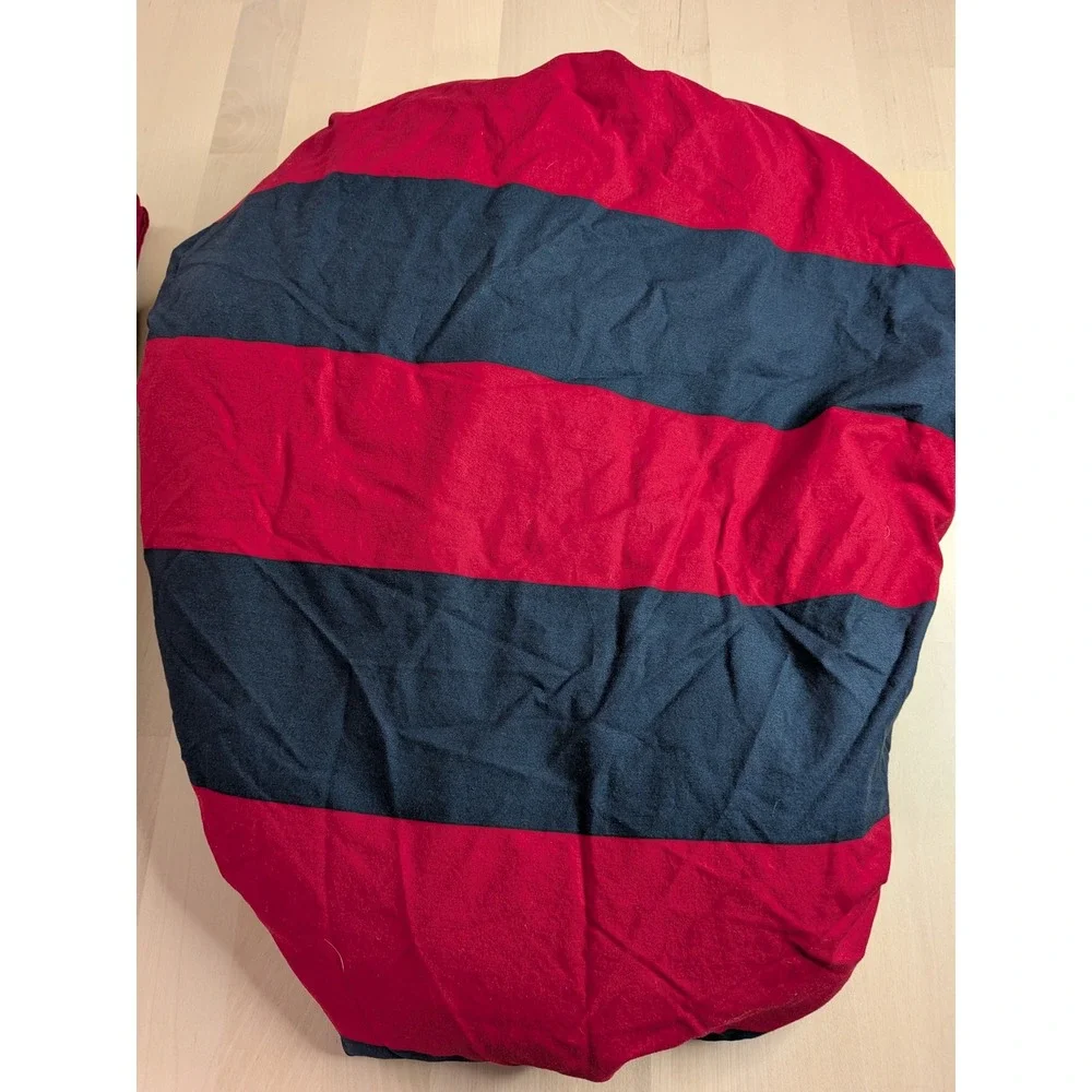 PBteen Twin XL Sheet Set Navy Blue Red Rugby Stripe 100% Cotton Collegiate Dorm